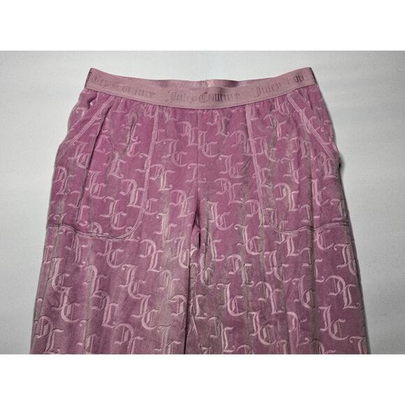 Juicy Couture Women's Pink Velour Rhinestone Emblem Jogger Sweatpants - Size S - Picture 3 of 6
